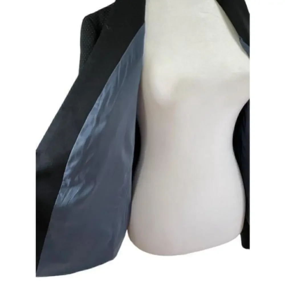 Talbots Navy Dot Wool Notched Collar Blazer Size 8 - Picture 4 of 9